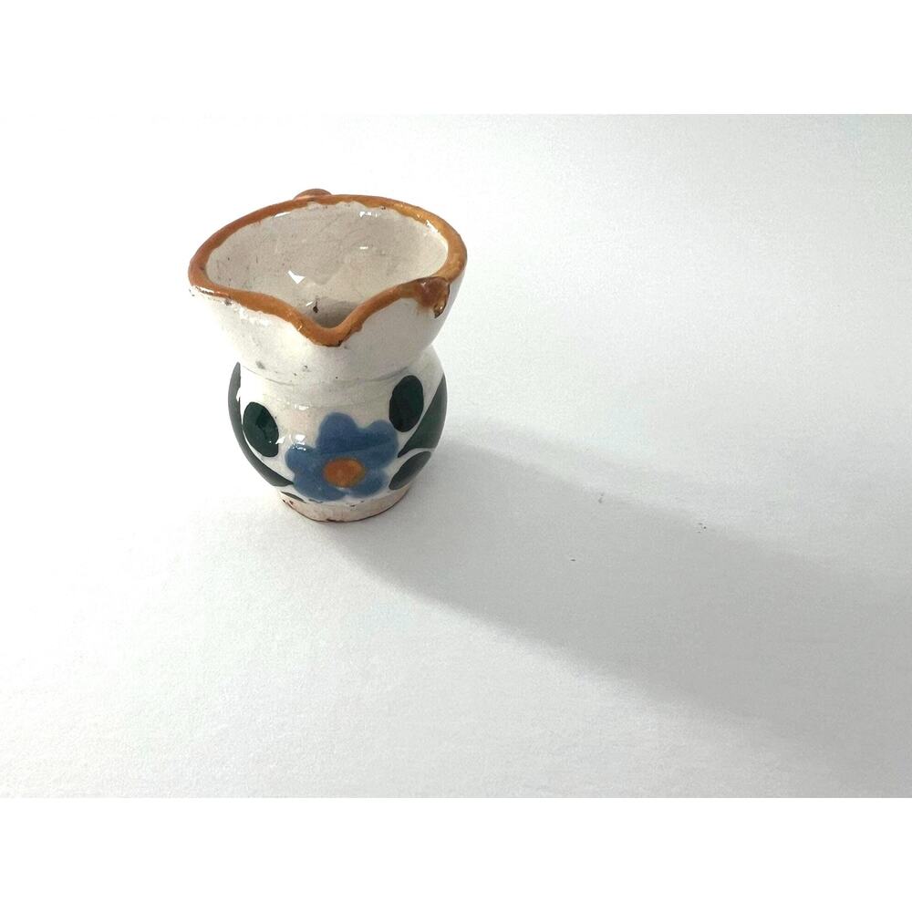 Miniature Vintage Hand Painted Ceramic Pitcher Decorative 1.5" tall Italy